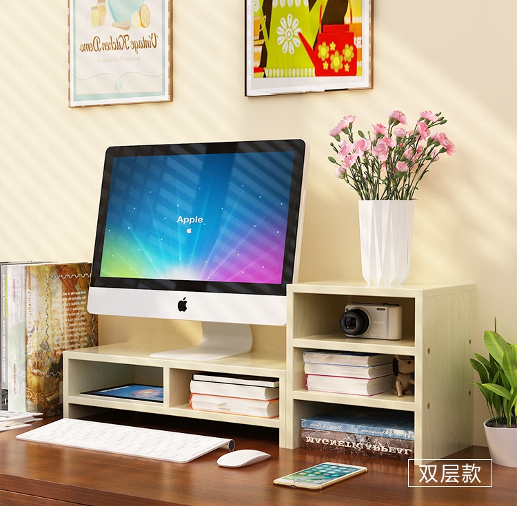 Kệ máy tính để bàn tăng cơ sở hiển thị hỗ trợ màn hình cổ tử cung văn phòng pad cao kệ lưu trữ máy tính để bàn - Kệ kệ treo tường đơn giản