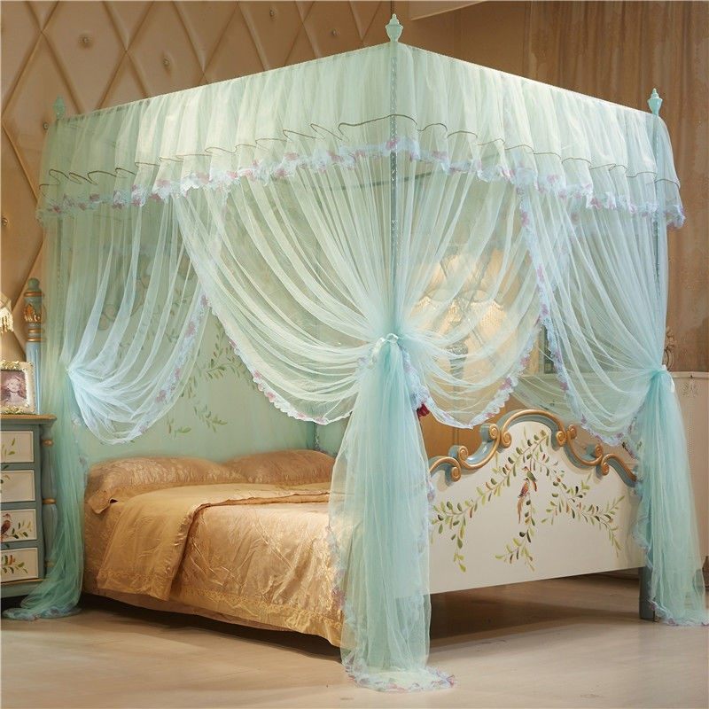 New net celebrity mosquito net 18 meters bed household double 1 5 meters princess style heightened palace three-door floor mosquito net