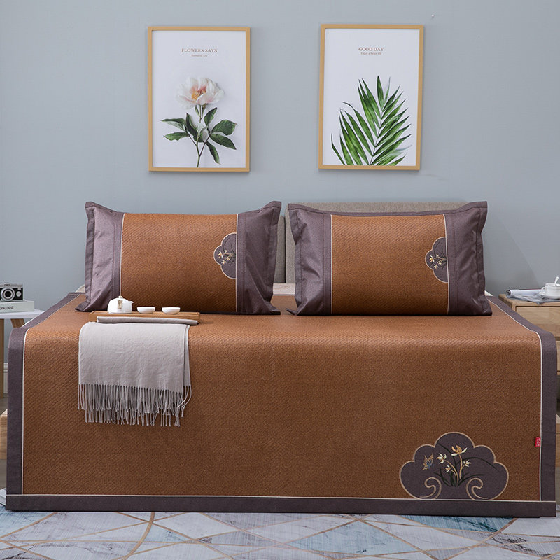 House of Shu House Mat Cool Mat Summer Thicken Home Three Sets Cool Mat Winter Summer Dual-use Grass Mat can be folded with soft mat