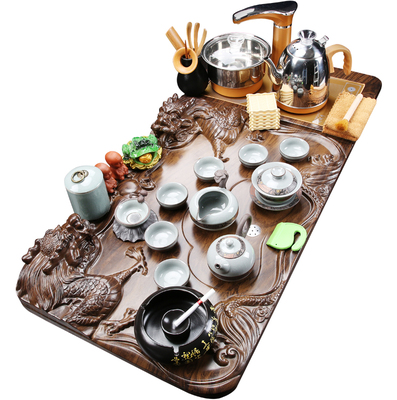 琨德紫砂茶具套装家用简约整套全自动电磁炉实木茶盘陶瓷茶壶茶杯