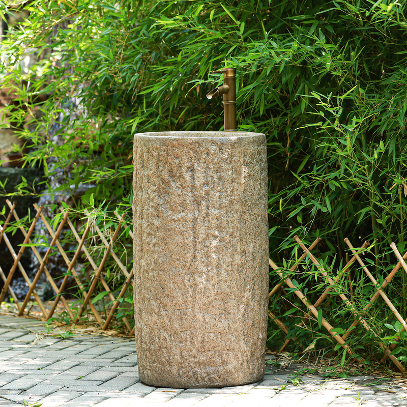 Yechen Imitation Stone Wash Basin Outdoor Integrated Vegetable Washing Basin Courtyard Wash Basin Villa Pedestal Round Sink Decoration
