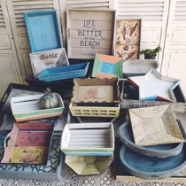 Large collection of solitary products-ZAKKA retro decoration crafts home accommodation room storage tray wooden tray melon fruit plate