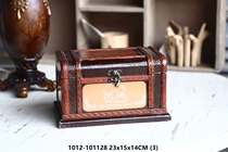 European style vintage old wooden storage box cartoon pattern jewelry box dressing table window decoration decoration