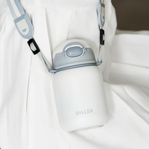 Straw insulated cup lady high face value 316 stainless steel cute girl portable childrens water glass mesh red big belly cup