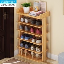 Wooden shoe cabinet saving space multi-layer single and double small apartment artifact simple household door narrow high vertical shoe rack