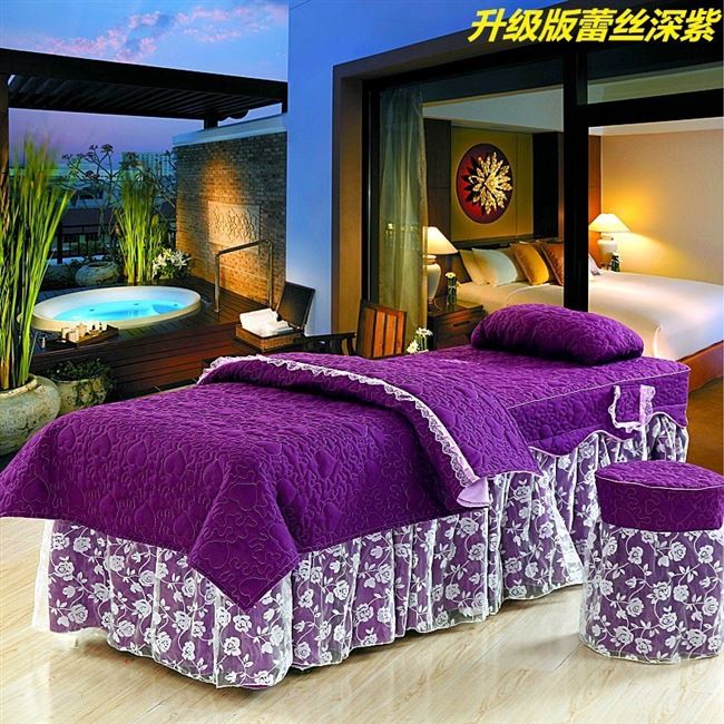 Làm đẹp trải giường bốn bộ thẩm mỹ viện đơn giường đơn giản cao cấp trải giường đơn mảnh massage giường đặt đậu vàng - Trang bị tấm mua khăn trải giường spa