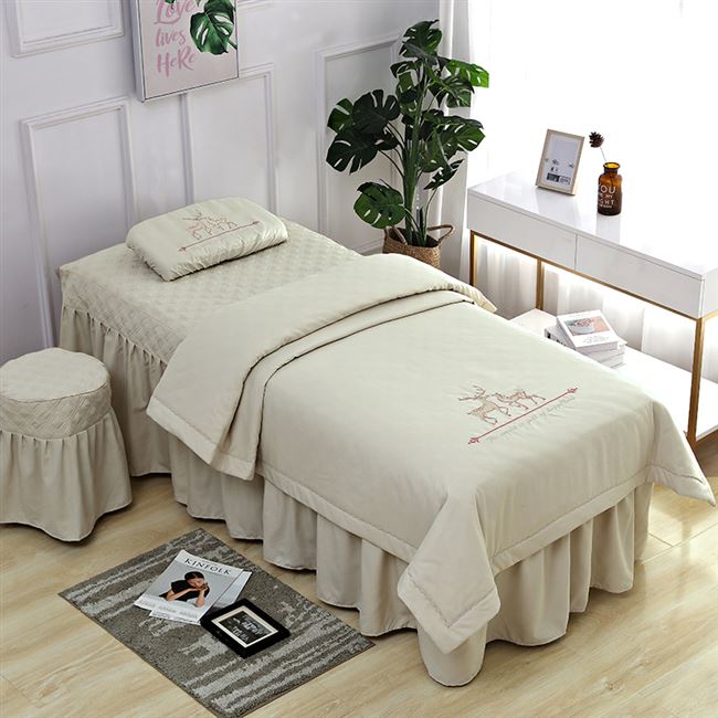 Làm đẹp giường bao gồm bốn bộ cao cấp đơn giản phong cách Bắc Âu thẩm mỹ viện dành riêng cơ thể massage giường bộ có lỗ - Trang bị tấm mẫu ga giường spa