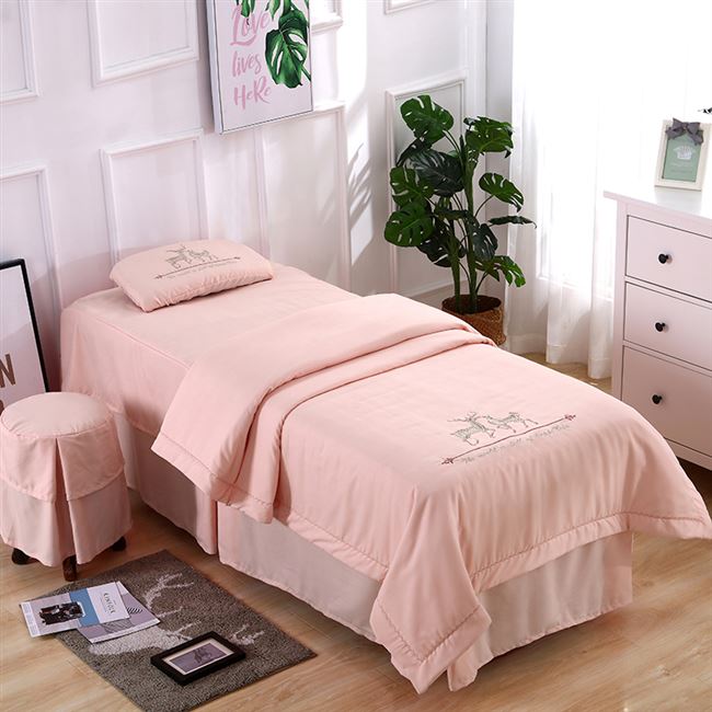Làm đẹp giường bao gồm bốn bộ cao cấp đơn giản phong cách Bắc Âu thẩm mỹ viện dành riêng cơ thể massage giường bộ có lỗ - Trang bị tấm mẫu ga giường spa