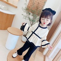 Female Baby Foreign Air Suit 2022 Girl Autumn Clothing New Casual Children Blouses Horn Pants Two Sets Spring Autumn Tide