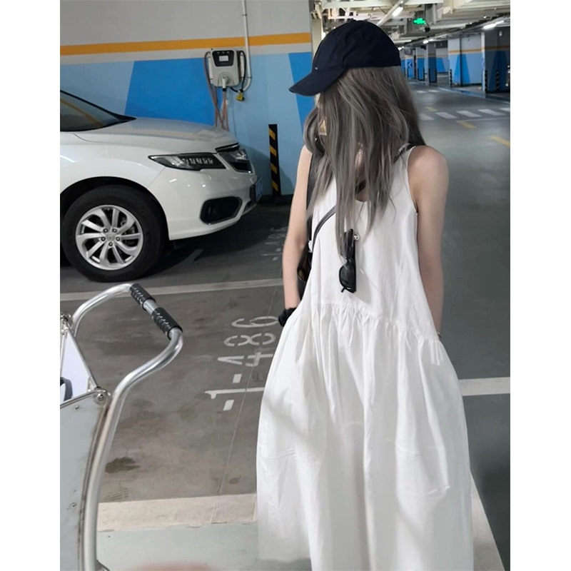 White Vest Dress for Women, 2026 Spring and Summer New Style, French First Love Style, Loose, Slimming, Versatile Long Dress White Vest Dress for Women, 2026 Spring and Summer New Style, French First Love Style, Loose, Slimming, Versatile Long Dress