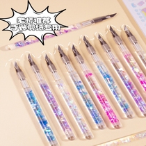 Cute girls heart luminous quicksand crown pen knife high-value hand account engraving knife hand account sticker paper cutting art knife