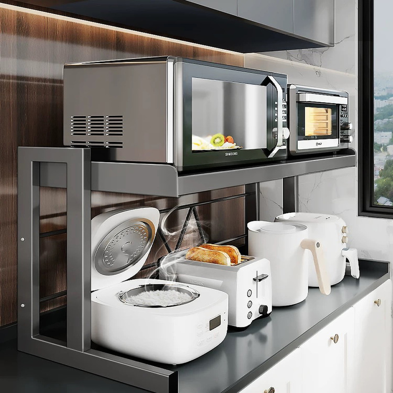 Kitchen Storage Rack Countertop Multifunctional Microwave Oven and Rice Cooker Integrated Stand for Home Appliances and Oven Storage