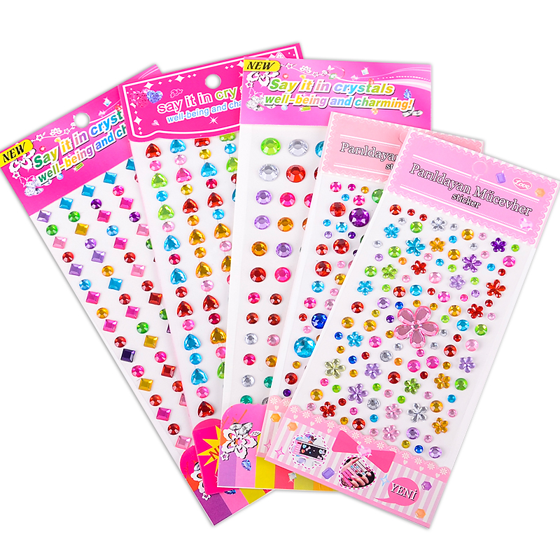 Children Crystal Stickers Solid Kindergarten Princess Shiny Diamond Patch Acrylic Diamond Patch Glued Gem Reward Drill