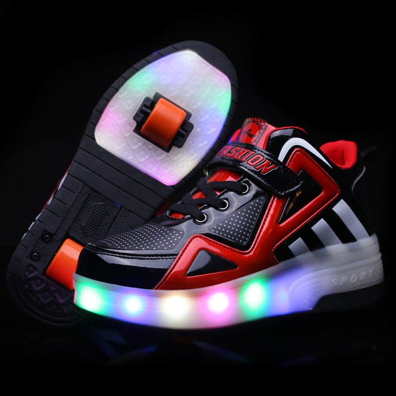 Heelys shoes double-wheeled children's roller skates boys and girls reel shoelaces wheel sneakers burst shoes student deformed shoes