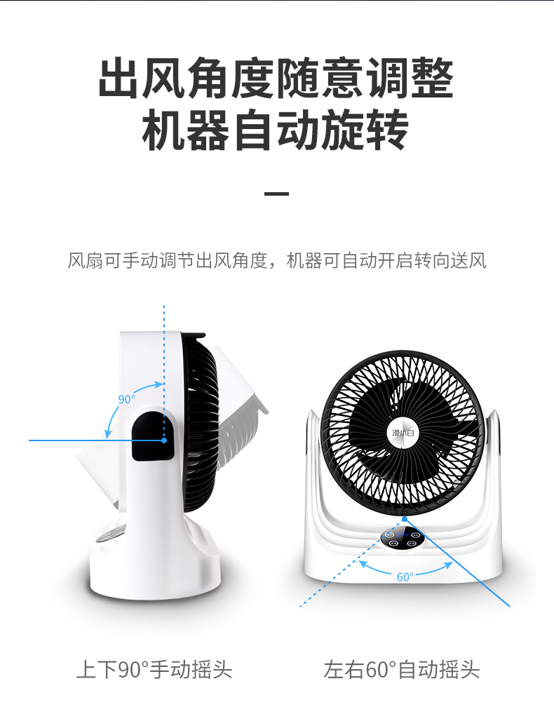 漫小白 升级遥控 空气循环扇 3D涡轮聚风 图6