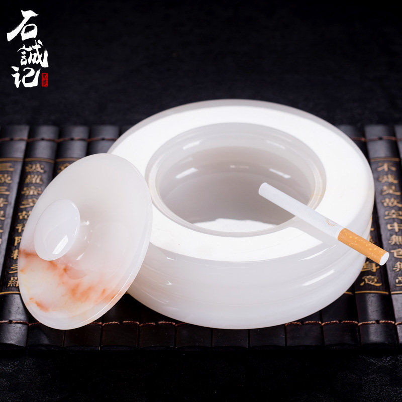 Stone Honest Notes Eurostyle High-end Cigar Tobacco Ashtray Jade Luxurious Home Fashion Living Room Creative Personality Big with a lid