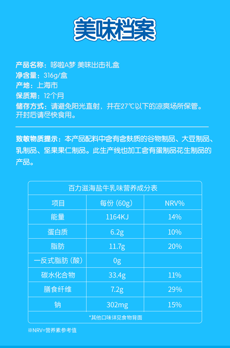 格力高哆啦A梦美味出击礼盒316g含帆布袋