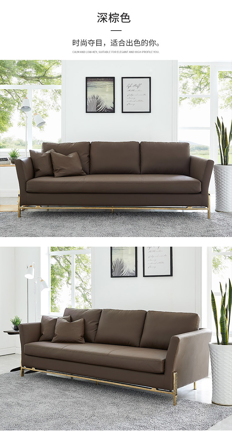 Bắc Âu căn hộ nhỏ retro đơn giản hiện đại châu Âu da tối giản đôi ba đồ nội thất màu xanh da sofa 123pu - Ghế sô pha sofa giường cao cấp