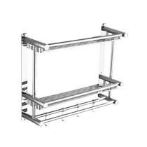 Bathroom storage rack 2-layer punch-free bathroom towel rack stainless steel three-layer bathroom wall hanging bathroom pendant