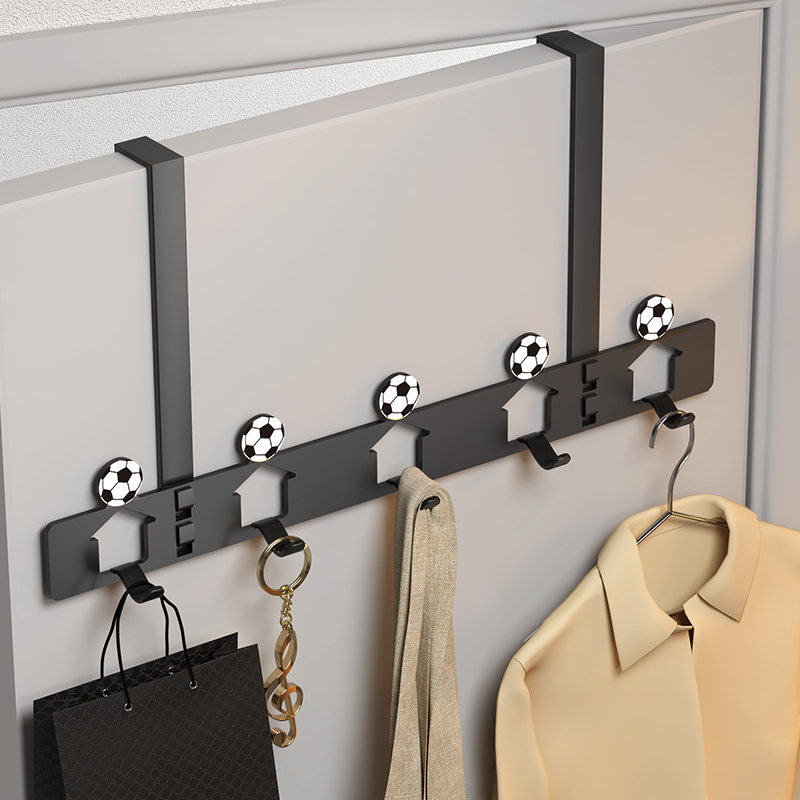 Door hanging clothes hook free to punch home bedroom house door cloak containing layer shelf wall-mounted without mark hook door rear hook