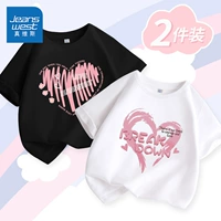 [2 куска чистого хлопка] Черный/J буква любовно-белая/порошок разбито сердце