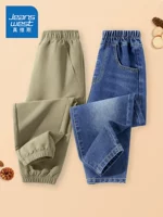 【1 Пара пружинных и осенних брюк + 1 Пара джинсов редьки】 Хаки/Дж. Сплошной цветовой синий/j Сплошной цвет