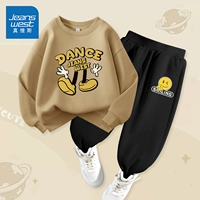 【Весна и осенний набор с двумя частями】 мелкий кофе/j Танцы Little Feet Black/J Улыбающееся лицо k