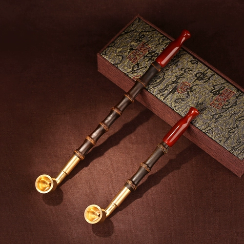 Оригинальная бамбуковая старомодная медная ониксовая курительная трубка ручной работы, подарок на день рождения