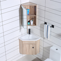 Small apartment solid wood bathroom cabinet triangle wash basin toilet corner wash table floor basin mini