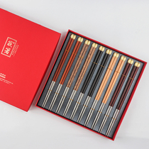 Stainless steel chopsticks 316 home solid wood anti-mould upscale red wood high temperature resistant metal light and luxurious family chopsticks