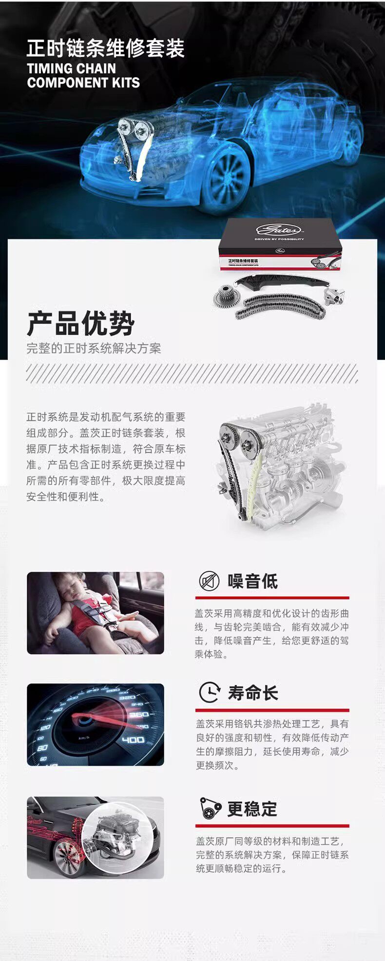 Цепь привода ГРМ 盖茨现代朗动kiak4sonatak4智跑ix35名图tucson狮跑正时链条套装 Gates