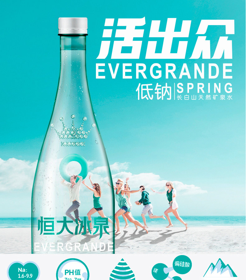 天猫超市 恒大冰泉 低钠水 长白山弱碱性饮用水 350mL*24瓶 图2