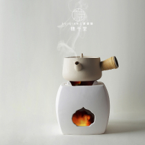 Suqiendang handmade Japanese white clay carbon stove White pottery teapot Electric pottery stove Heating tea stove Open fire tea set