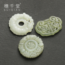 Suiqiantang elegant toy cover set original mine Xiuyu carved teapot Purple sand cover set cover rack accessories Tea set zero match