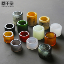 Suiqiantang White jade finger cover Set Xiu Jade Agate teapot cover Tea needle Tea steak Shelving rack Pot lid Tea holder
