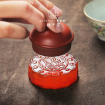 Suiqiantang Agate jade pot cover set Purple sand teapot cover rack Tea cover holder Flower and Full Moon paperweight Tea ceremony accessories