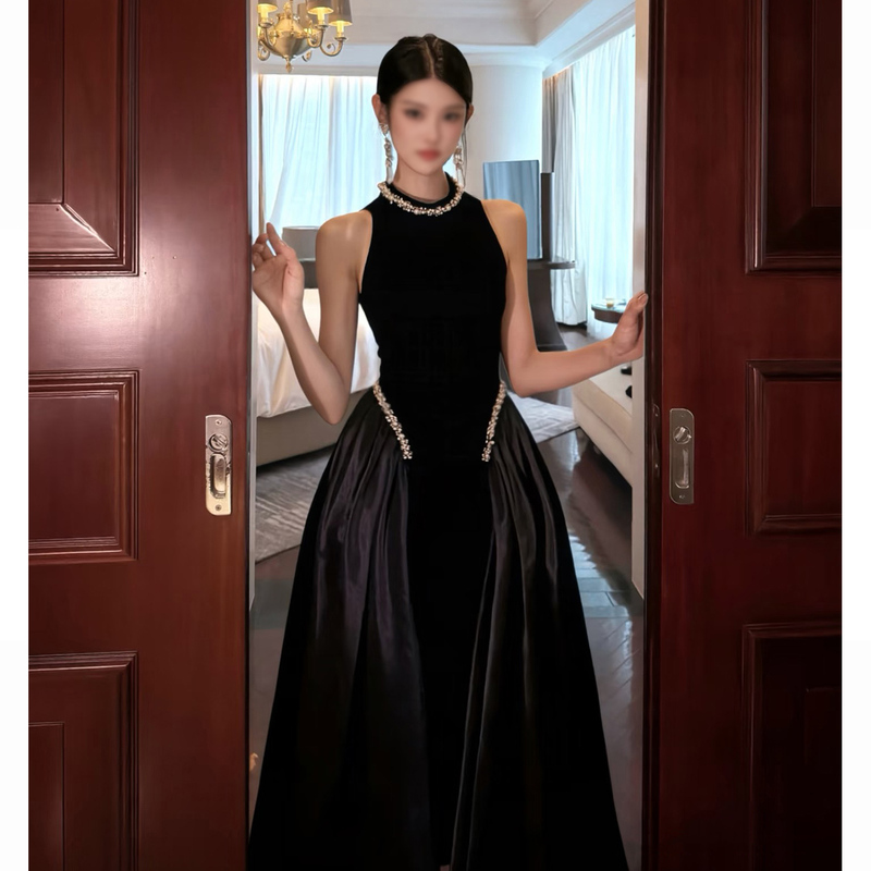 Elegant and Sophisticated Black Evening Dress for Exams, Light Luxury, Niche Design, 2026 Hostess Banquet, Birthday, Coming-Of-Age Ceremony Elegant and Sophisticated Black Evening Dress for Exams, Light Luxury, Niche Design, 2026 Hostess Banquet, Birthday, Coming-Of-Age Ceremony
