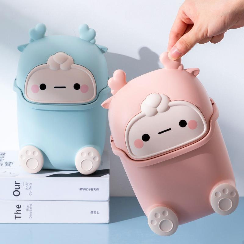 Cute Nezha Desktop Ornament Trash Can Mini with Lid Small Creative Waste Paper Basket Office Home Cartoon Cute Nezha Desktop Ornament Trash Can Mini with Lid Small Creative Waste Paper Basket Office Home Cartoon