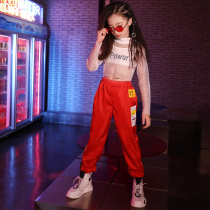 Childrens hip-hop street dance performance clothing girls jazz dance costume hiphop navel suit hiphop shelf drum tide
