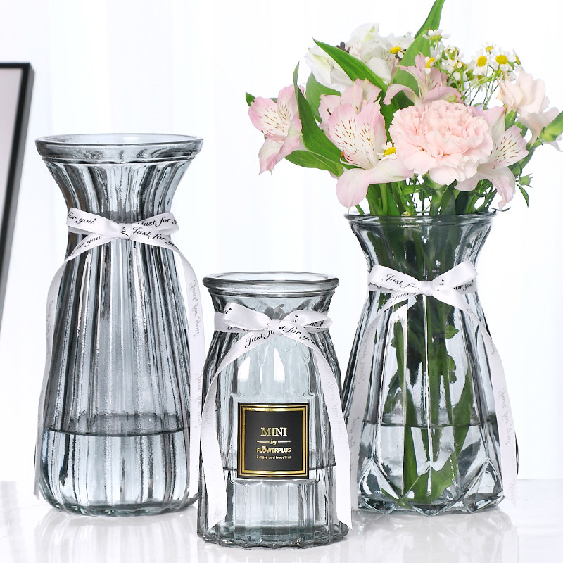 Creative Nordic Glass Vases Vertical Rhombus Transparent Water Cultured Gold Ge Dry Flowers Flowers Creative Flower Arrangements Bottle Pendulum Brief