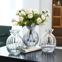 Nordic ins style glass vase transparent water raising roses dried flowers and Flowers Vase ornaments living room simple creativity