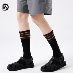 ຜູ້ອອກແບບຄົນອັບເດດ: ເອີຣົບແລະອາເມລິກາ Songkou ສີດໍາ calf trendy socks ກາງ calf ຂອງແມ່ຍິງ socks ພາກຮຽນ spring ແລະດູໃບໄມ້ລົ່ນ confinement pile socks ຖົງຕີນຍາວ