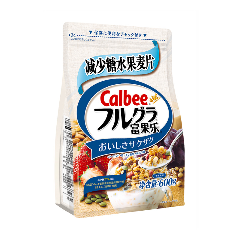 包邮Calbee/卡乐比减少糖早餐即食速食谷物食品麦片富果乐600g-实得惠省钱快报