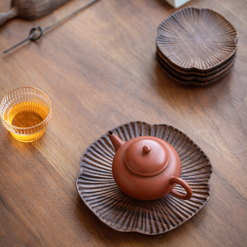 Black Walnuts Solid Wood Tea Bearing Zen Mantra Handmade Dry Bubble Pot Holder Base Retro Tea Tea Tocha Fair Cup Jug Bearing-Taobao