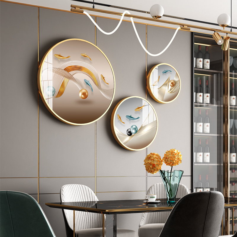 Dining Room Decoration Painting Modern Minimalist Fashion Dining Hall Hung Painting Light Lavish High-end Upscale Nordic Round Mural Painting
