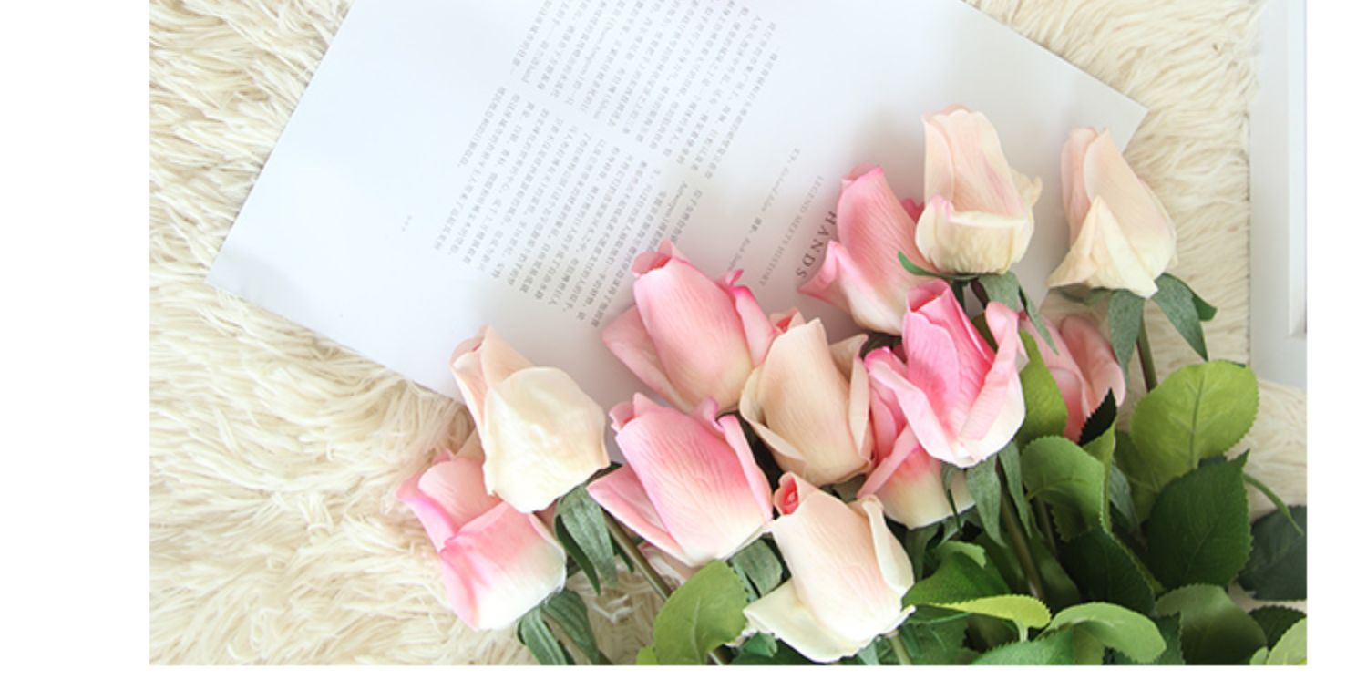 Quá giống một bông hoa thật! 10 bộ Caroline cảm thấy dưỡng ẩm hoa hồng mô phỏng bó hoa trang trí phòng khách đặt hoa giả - Trang trí nội thất bố trí phòng khách đẹp
