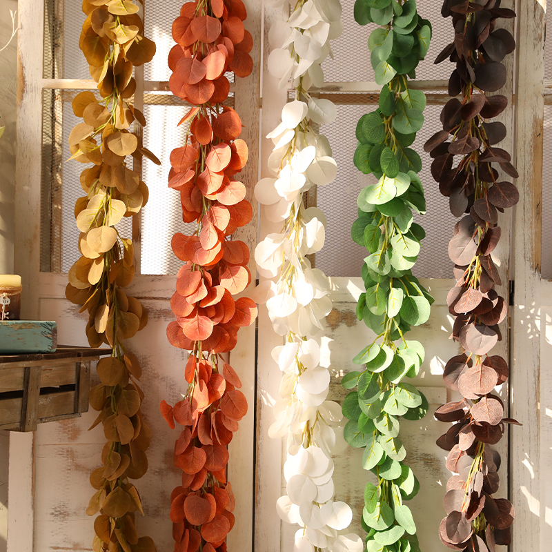 Simulation money leaf fake flower rattan decoration green leaf vine air conditioning sewer pipe wall hanging ceiling winding shield