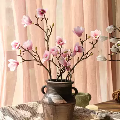 Simulation magnolia branch decoration flower arrangement ornaments Floral supplies Chinese living room bedroom coffee table desktop fake flower decoration