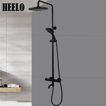 Simple European black thermostatic shower set home toilet wall hanging Nordic dumb bathroom hot and cold