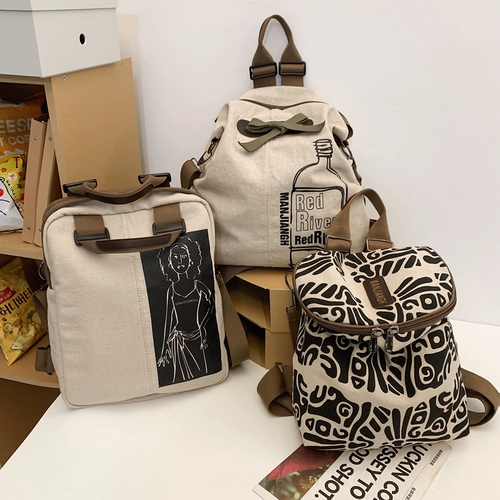 Сумка через плечо, модный вместительный и большой шоппер, школьный рюкзак, городской стиль, из хлопка и льна